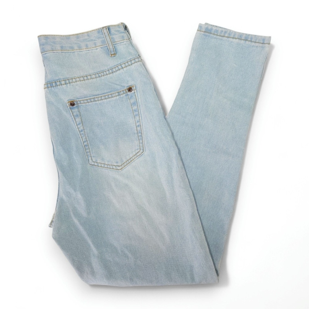 Boohoo‎ Blue High Rise Skinny Stretch Jeans Zip Fly Light Wash Pale Blue US 4